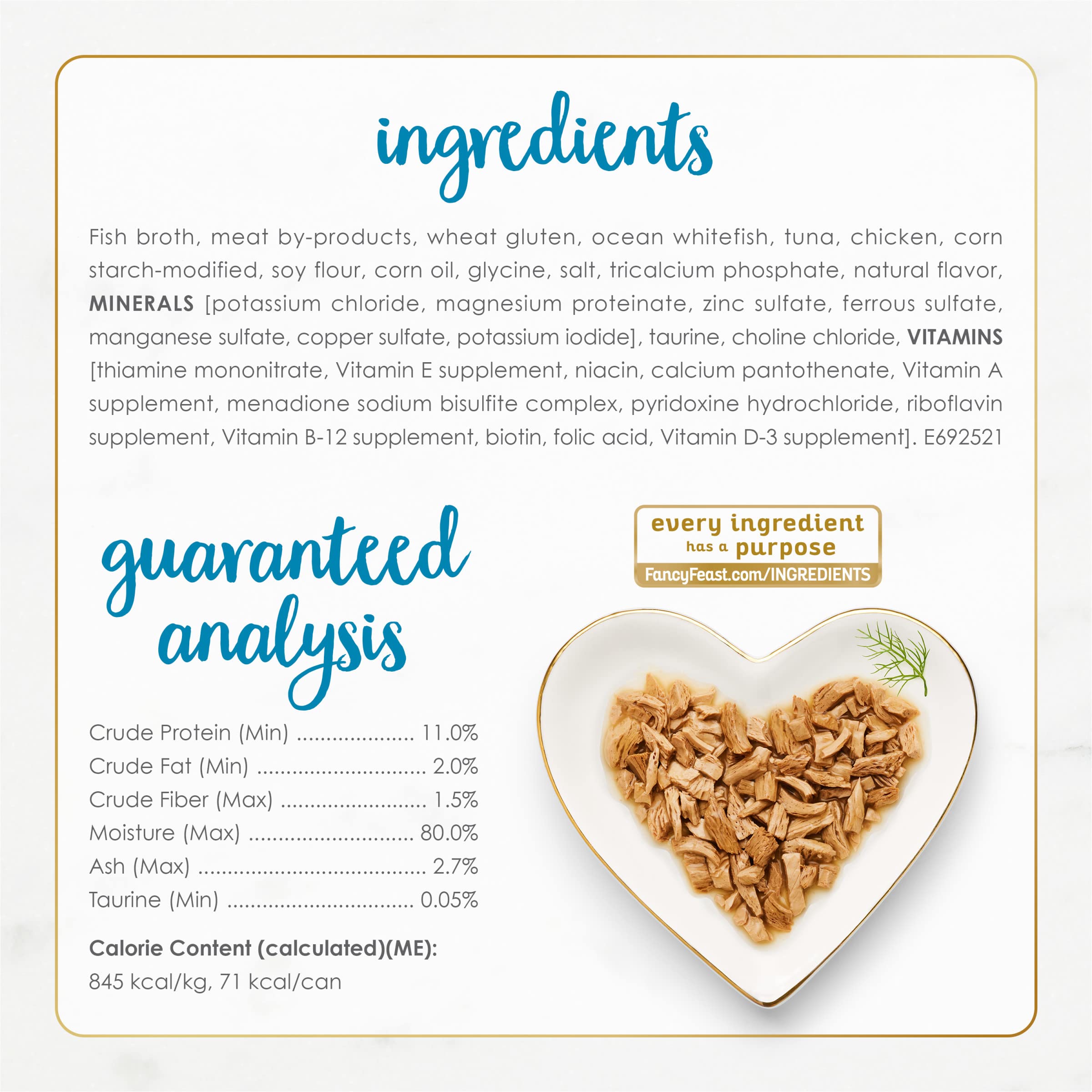 Fancy Feast real fish ingredients provide a flavorful, protein-rich option for cats.