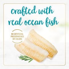 Fancy Feast real ocean fish ingredient highlight, premium protein for a satisfying meal.