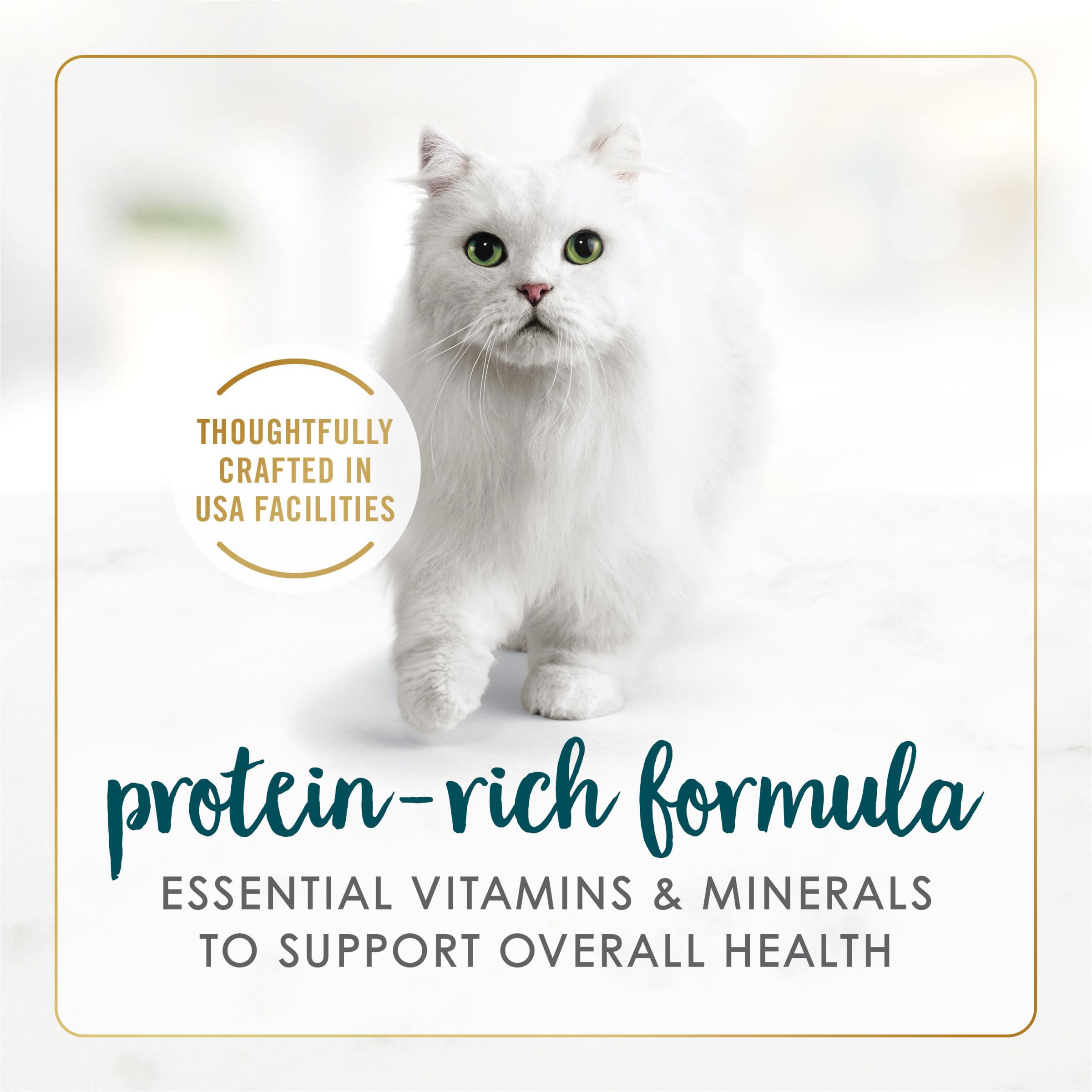Fancy Feast grain-free formula with real seafood ingredients for a premium taste experience.