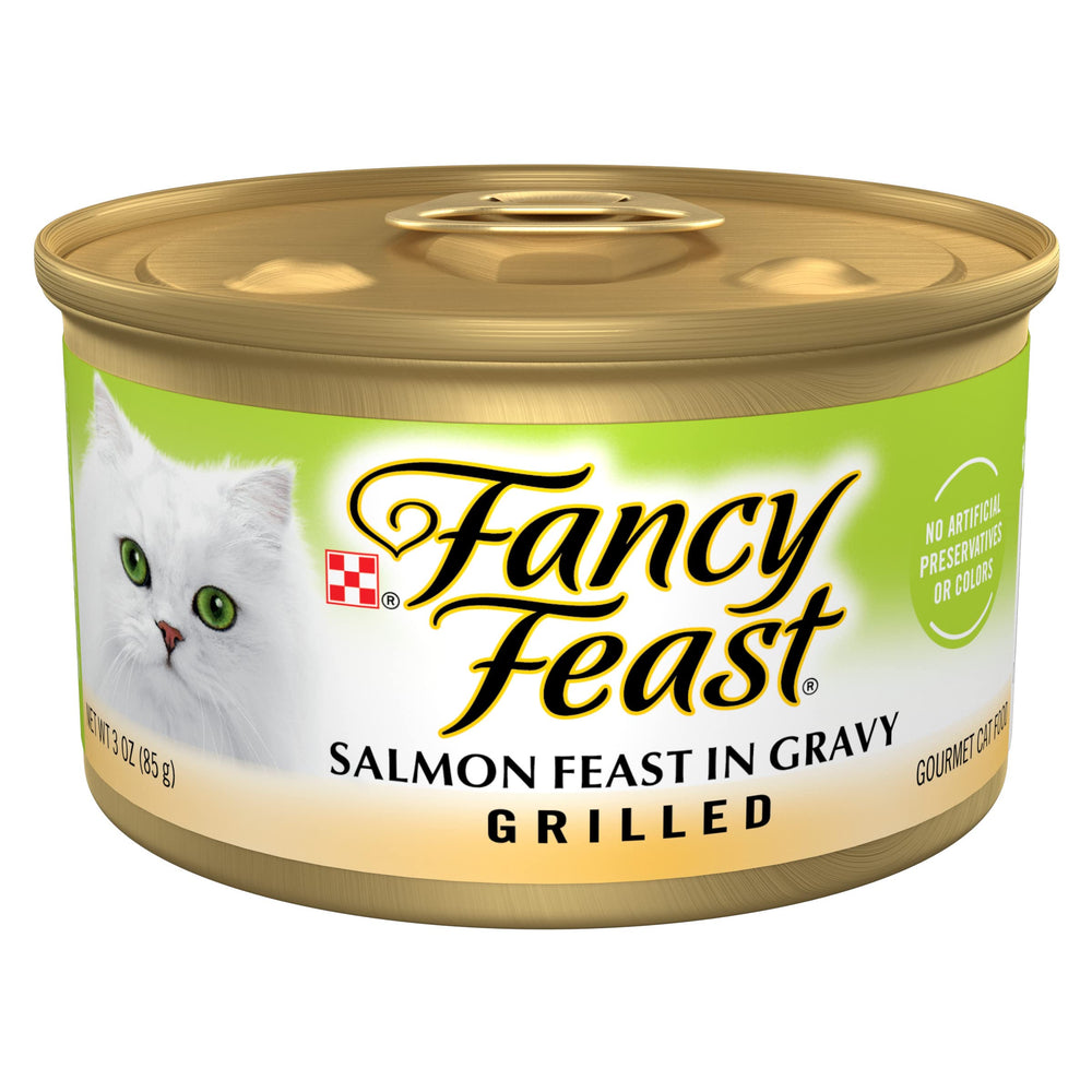 Fancy Feast salmon chunks grilled for a protein-rich meal.