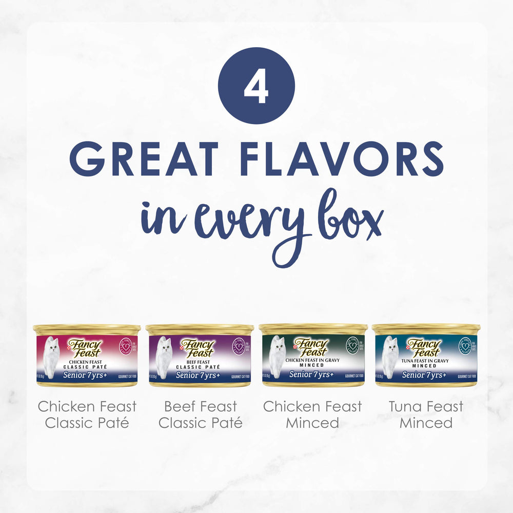 Fancy Feast Senior 7+ pate texture cans with smooth variation for seniors