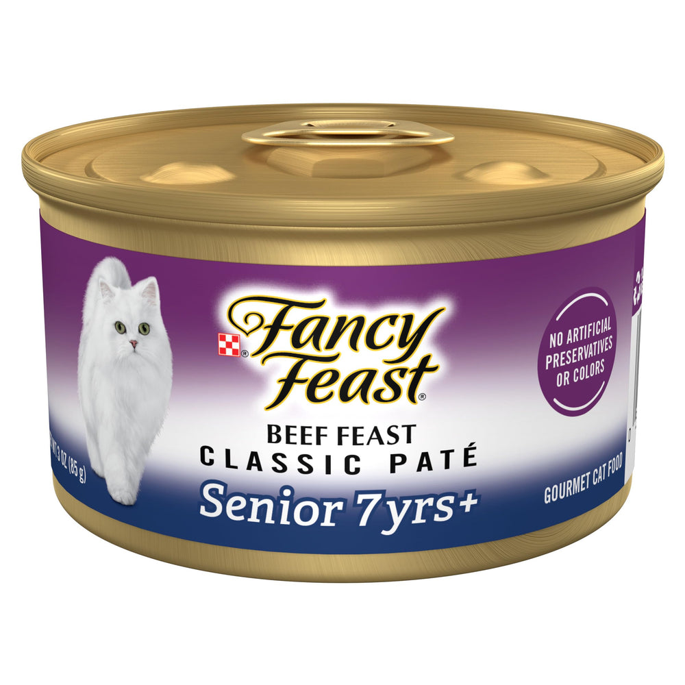 Fancy Feast senior beef feast pate can for easy, mess-free serving.