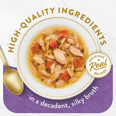 Fancy Feast Senior Broths silky broth pour over dry kibble boosts palatability