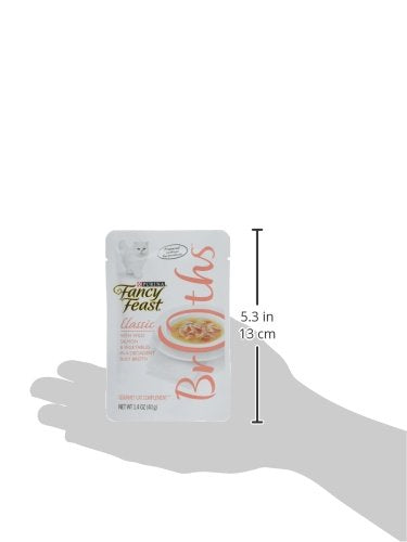 Silky Fancy Feast broth texture boosts mealtime appeal for discerning cats.