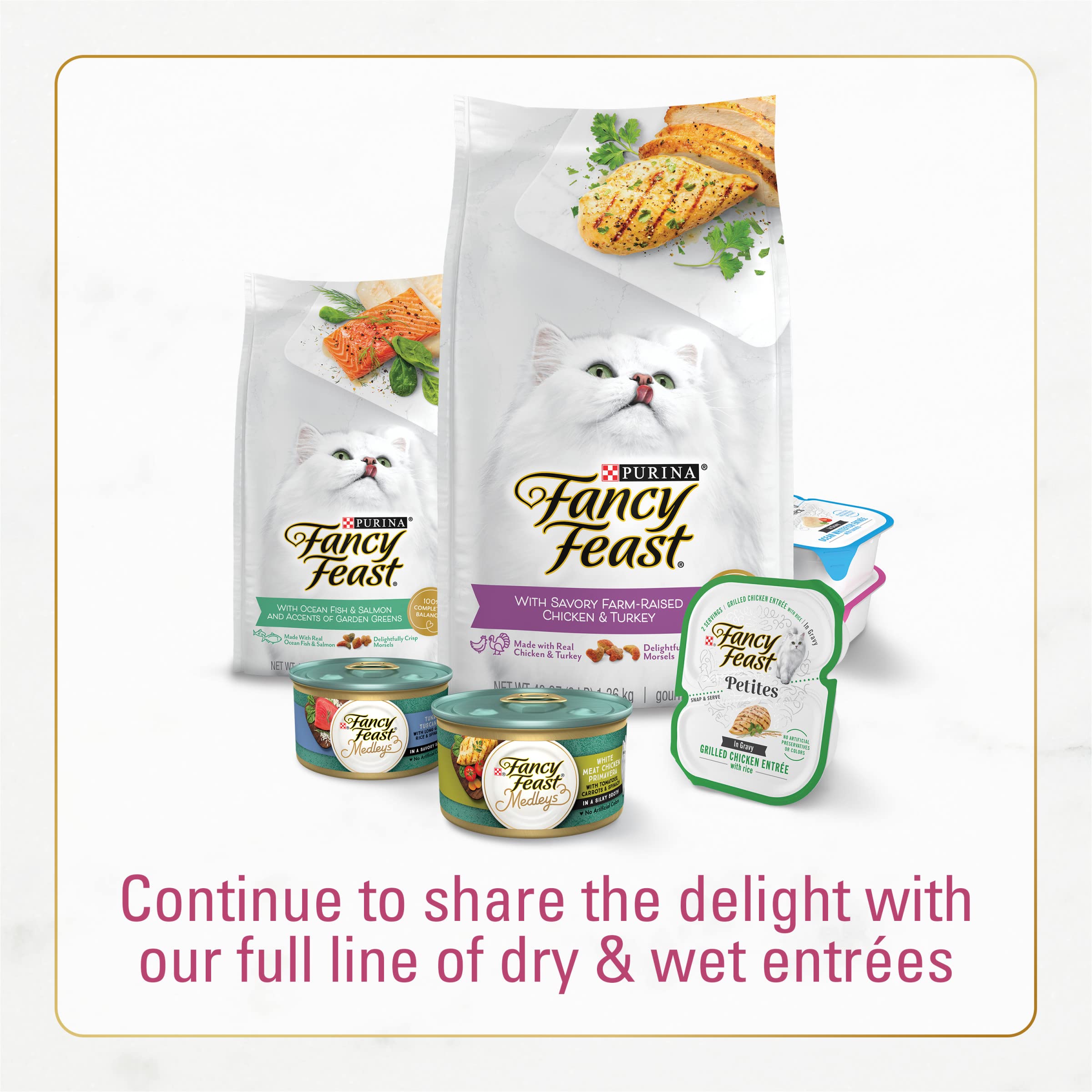 Fancy Feast surf-turf-flavor-experience conveys a gourmet dining feeling at mealtime.