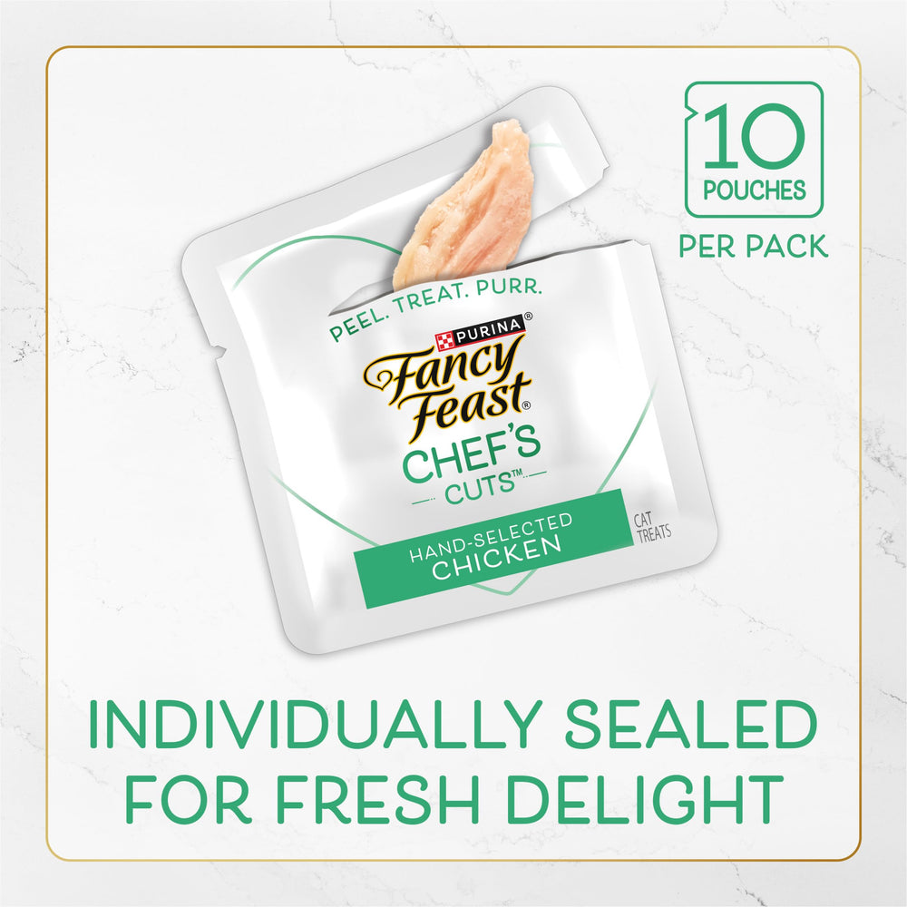 Fancy Feast tiny bites pieces close-up, lightly cooked for a soft, pleasing texture.