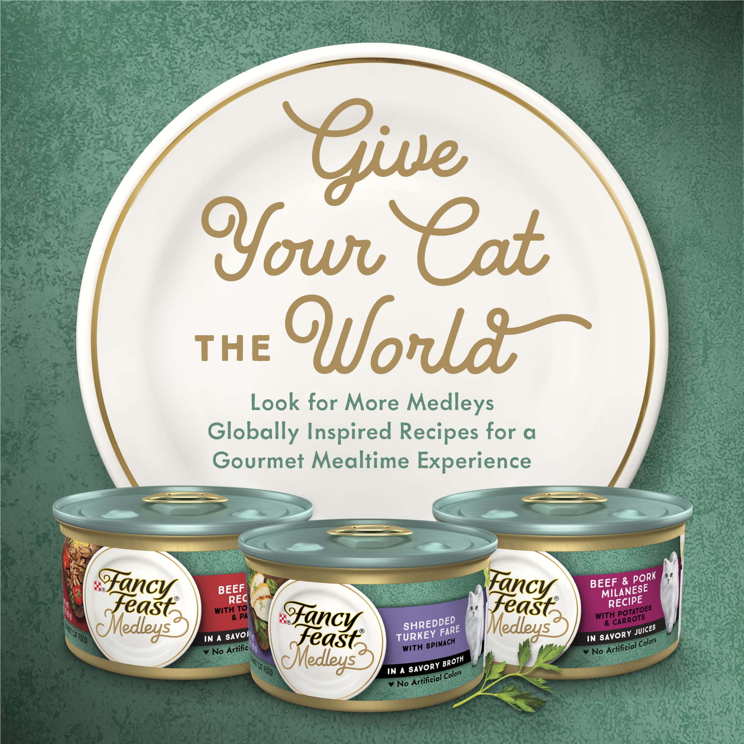 Gourmet-inspired Medleys from Fancy Feast with tuna and garden vegetables.