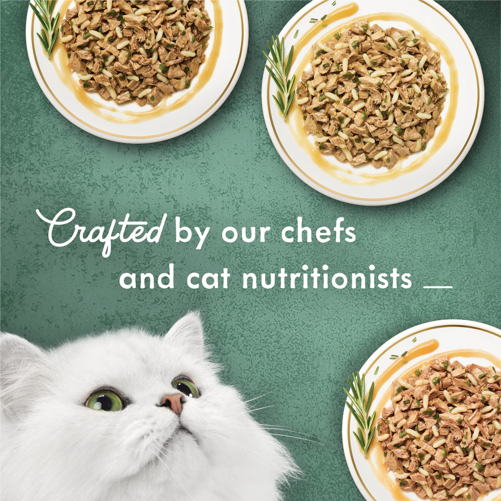 Fancy Feast Tuscany long-grain rice and greens highlight wholesome ingredients.