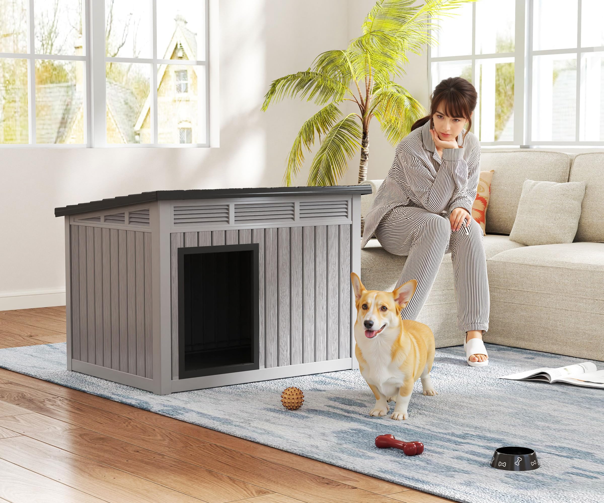 Fancyango grey exterior blends with decor and offers durable shelter.
