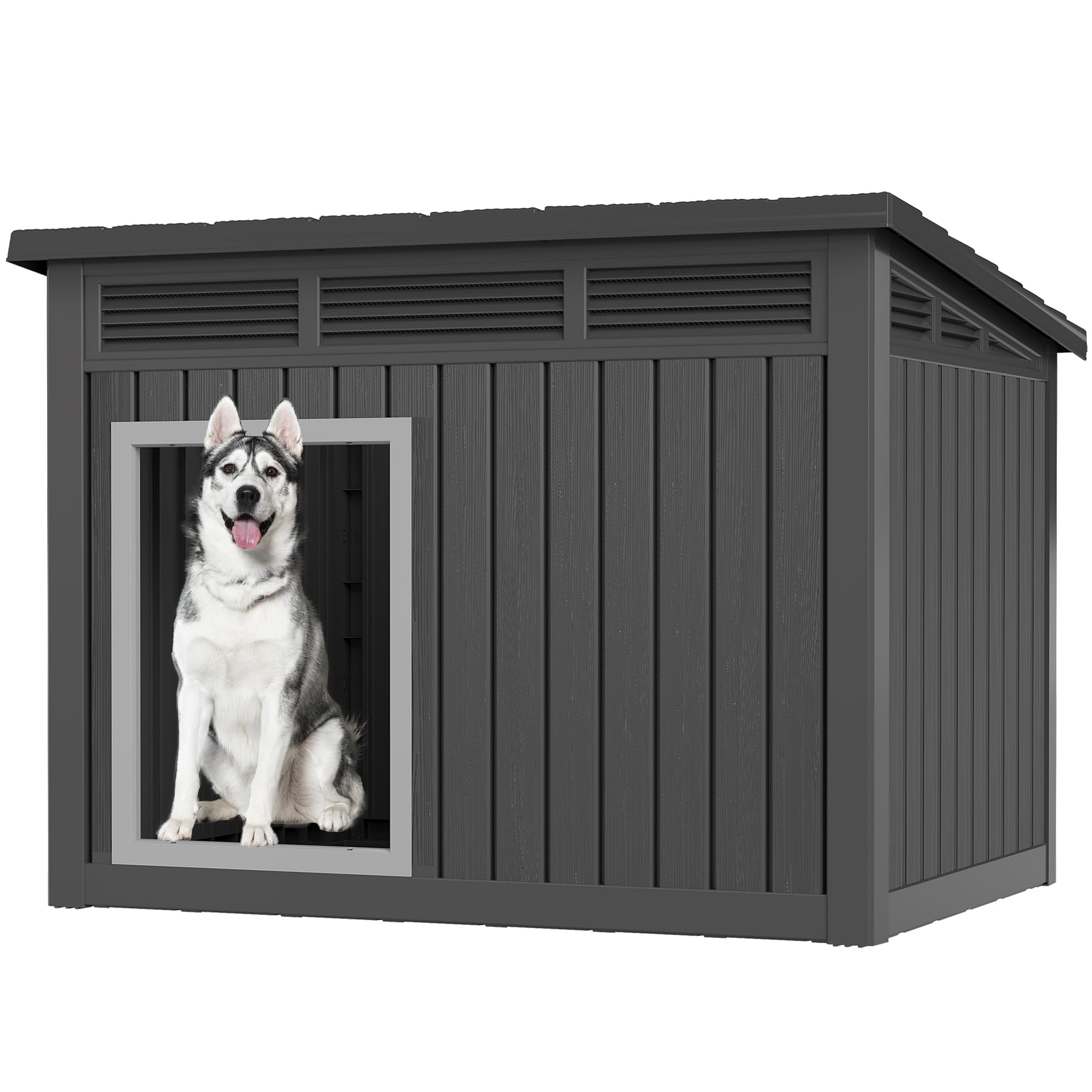 Fancyango dog house hinged roof for easy cleaning and access.