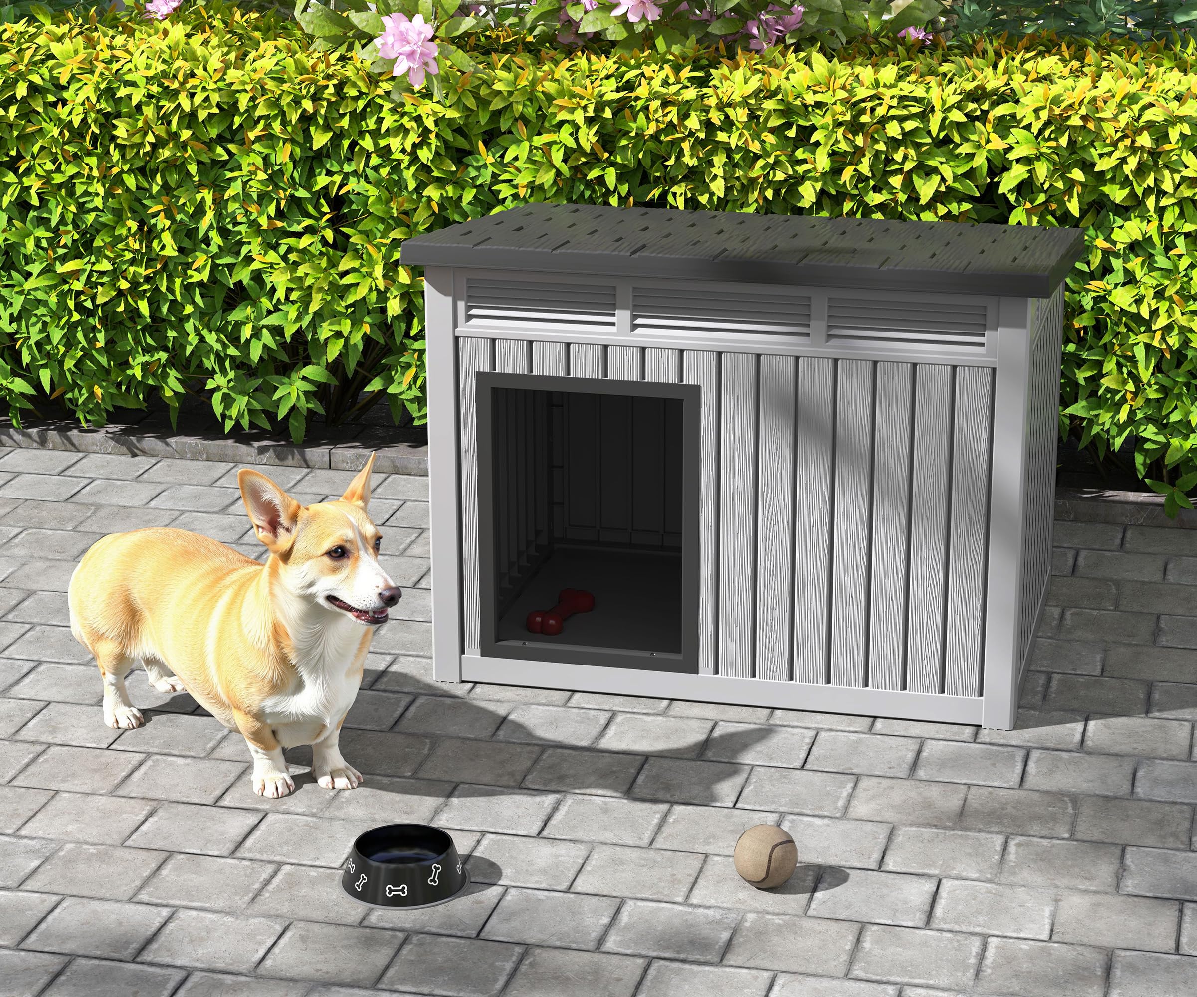 Fancyango dog house indoor and outdoor use for versatile placement.
