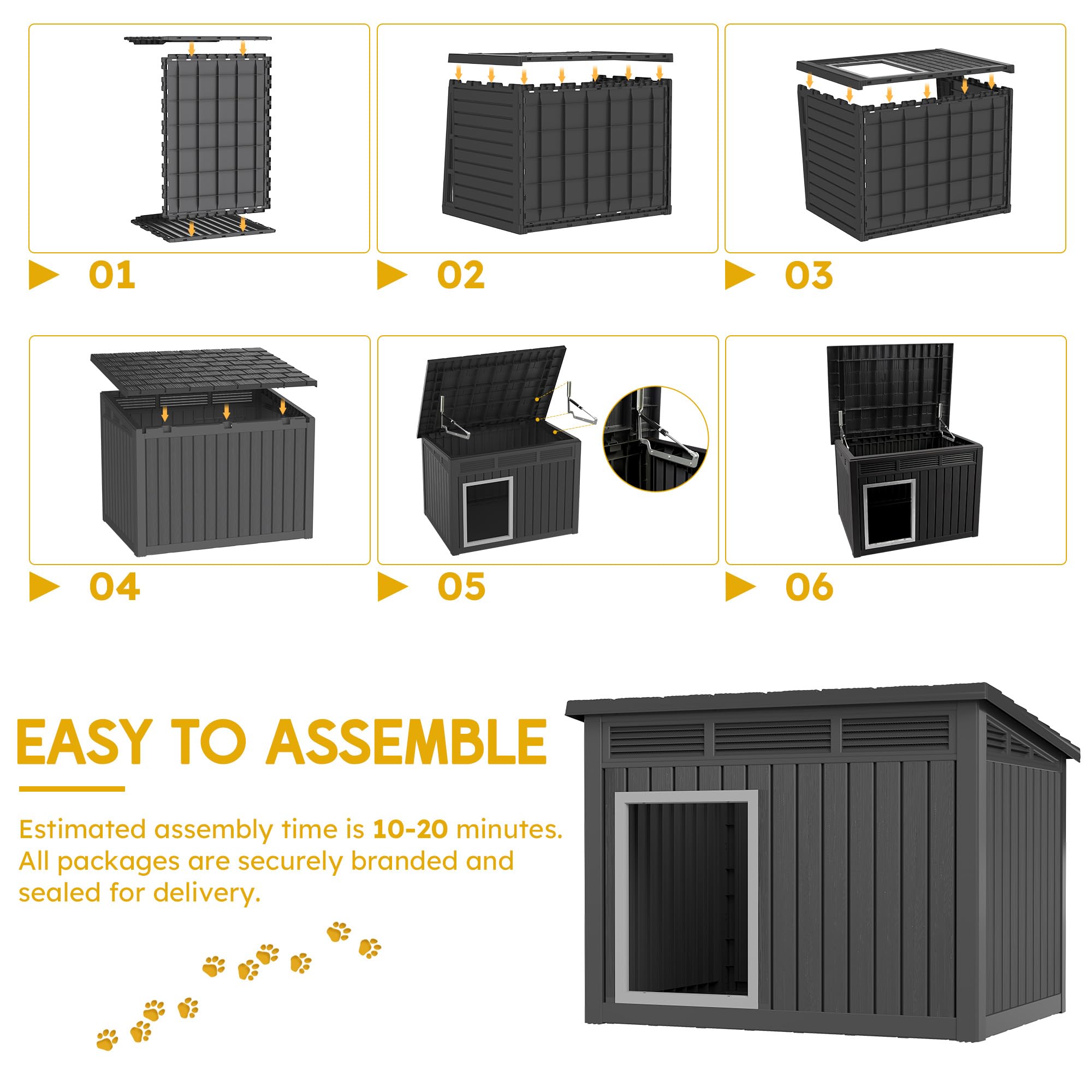 Fancyango dog house interior space for standing and relaxing