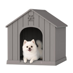 Fancyango dog house outdoors and indoors in gray, versatile shelter for small to medium dogs.
