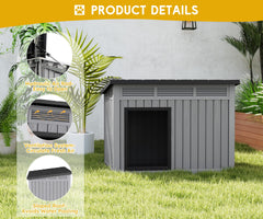 Fancyango dog house ventilation panels promote airflow and keep rain out.