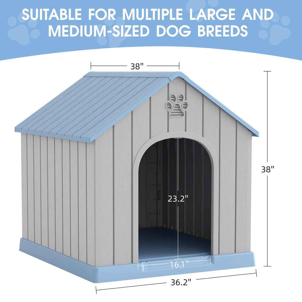 Fancyango large dog house smooth surface enables quick cleaning after outdoor use.