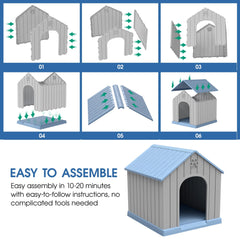 Fancyango large dog house elevated floor promotes airflow and moisture control.