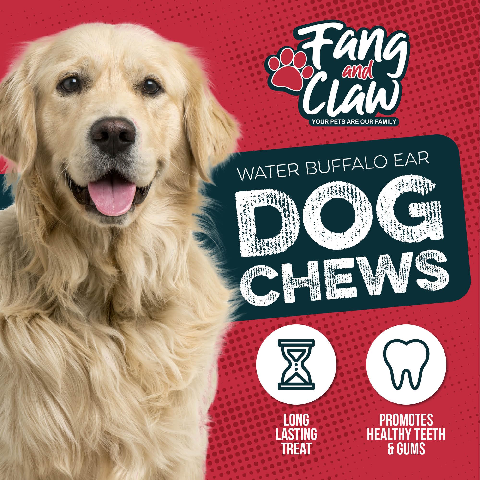 Fang and Claw buffalo ears provide long-lasting entertainment and enrichment.