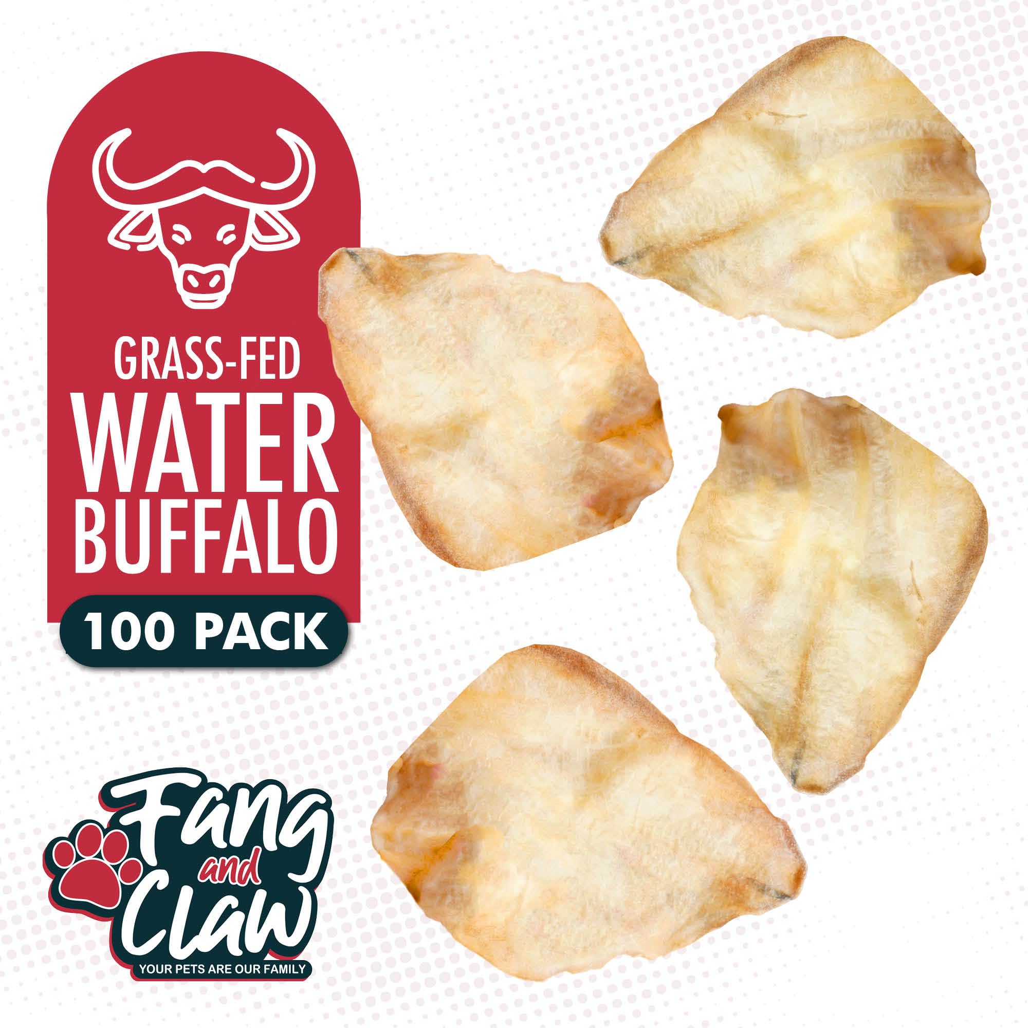 Fang & Claw buffalo ears resealable bag; convenient freshness and easy storage