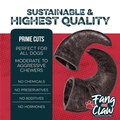 Fang and Claw Water Buffalo Horn 6-inch chew pack shot for four-pack value.
