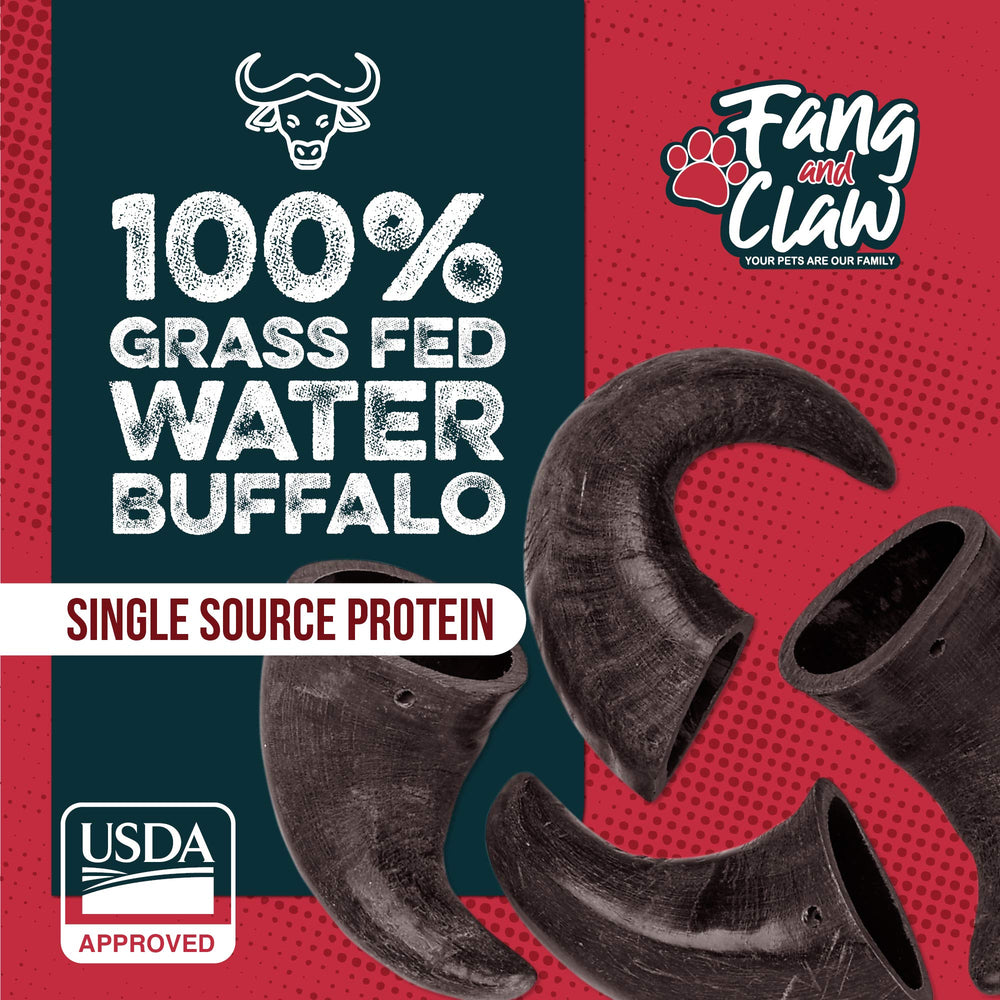 Fang and Claw Buffalo Horn chew texture close-up shows dense horn.