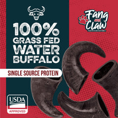 Fang and Claw water buffalo horn chew free-range sourcing, quality protein for pets.
