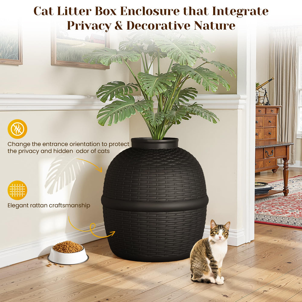 FansaFurn cat bed and litter box enclosure provides a private space.