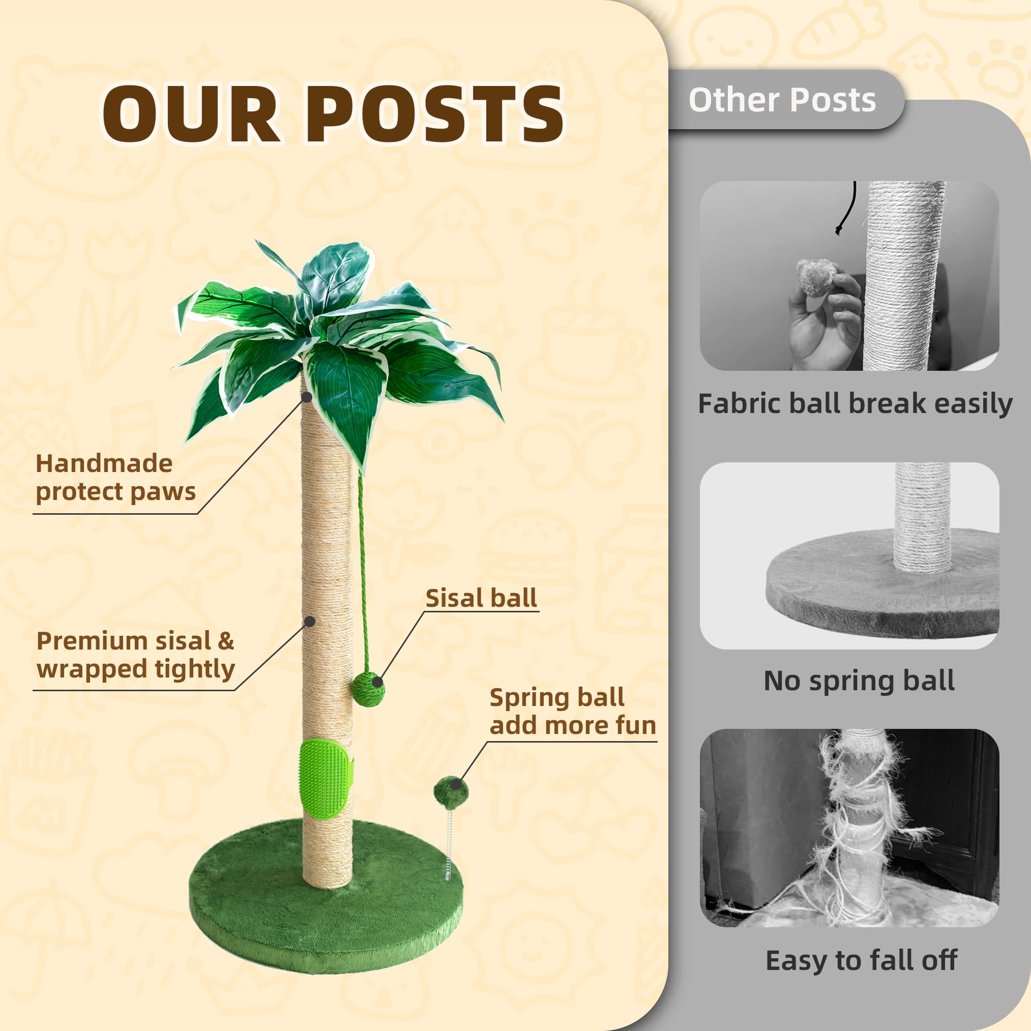 Fantasreen cat scratching post with a sturdy base to prevent tipping during play.