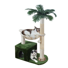 Fantasreen 38-inch cat tree hammock provides a cozy resting spot for curious cats