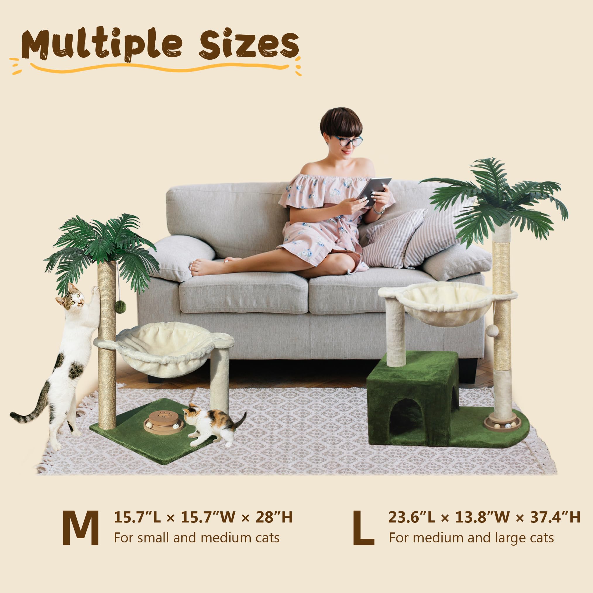 Fantasreen sturdy base keeps the cat tree stable during jumping and play