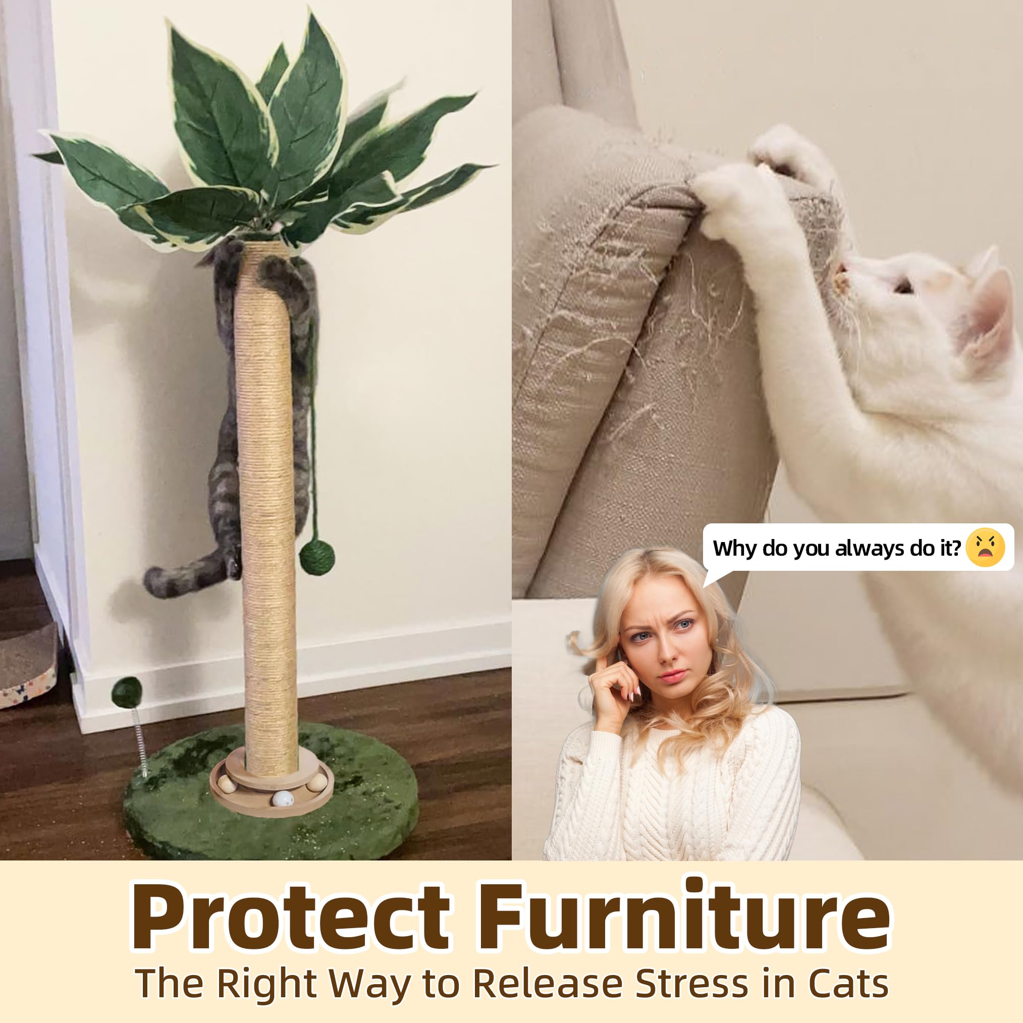 Fantasreen sisal-wrapped post designed to support durable scratching and claw health.