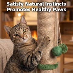 Fantasreen track-ball feature illustrates multi-level play options for cats.