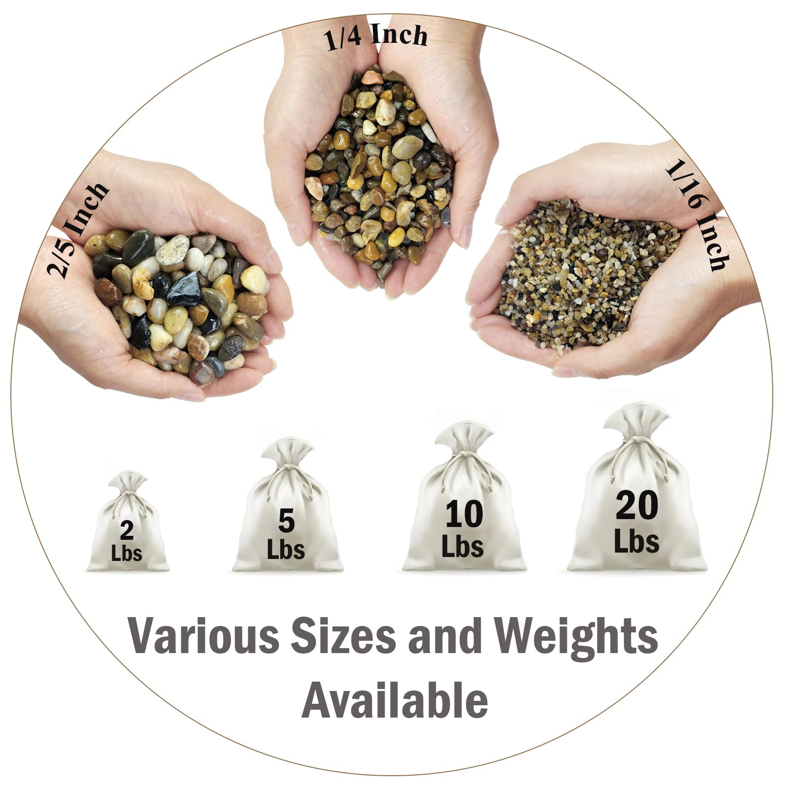 FANTIAN 2-5 inch river rocks in mixed color brighten garden beds and improve drainage.