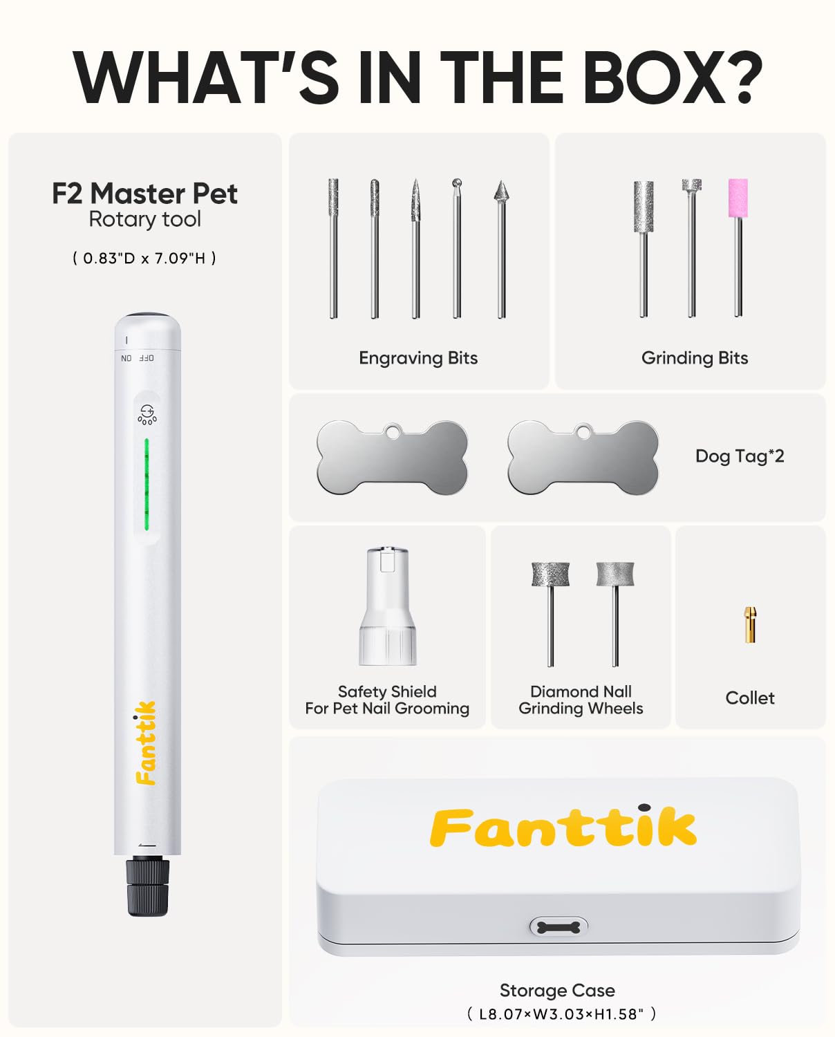 Fanttik F2 Master comes with storage case and grooming accessories.
