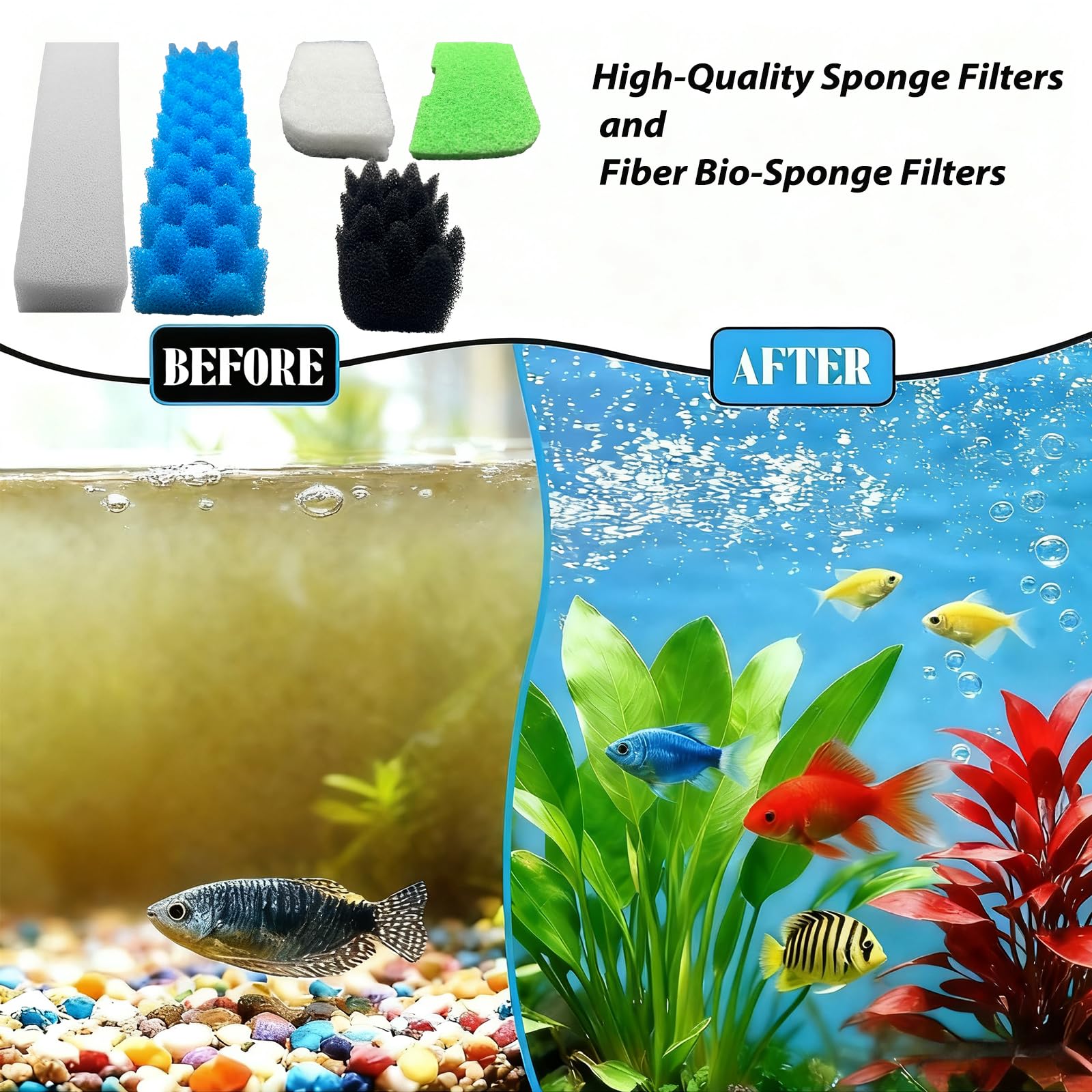 FAPBCC white foam blocks capture fine debris for clearer water