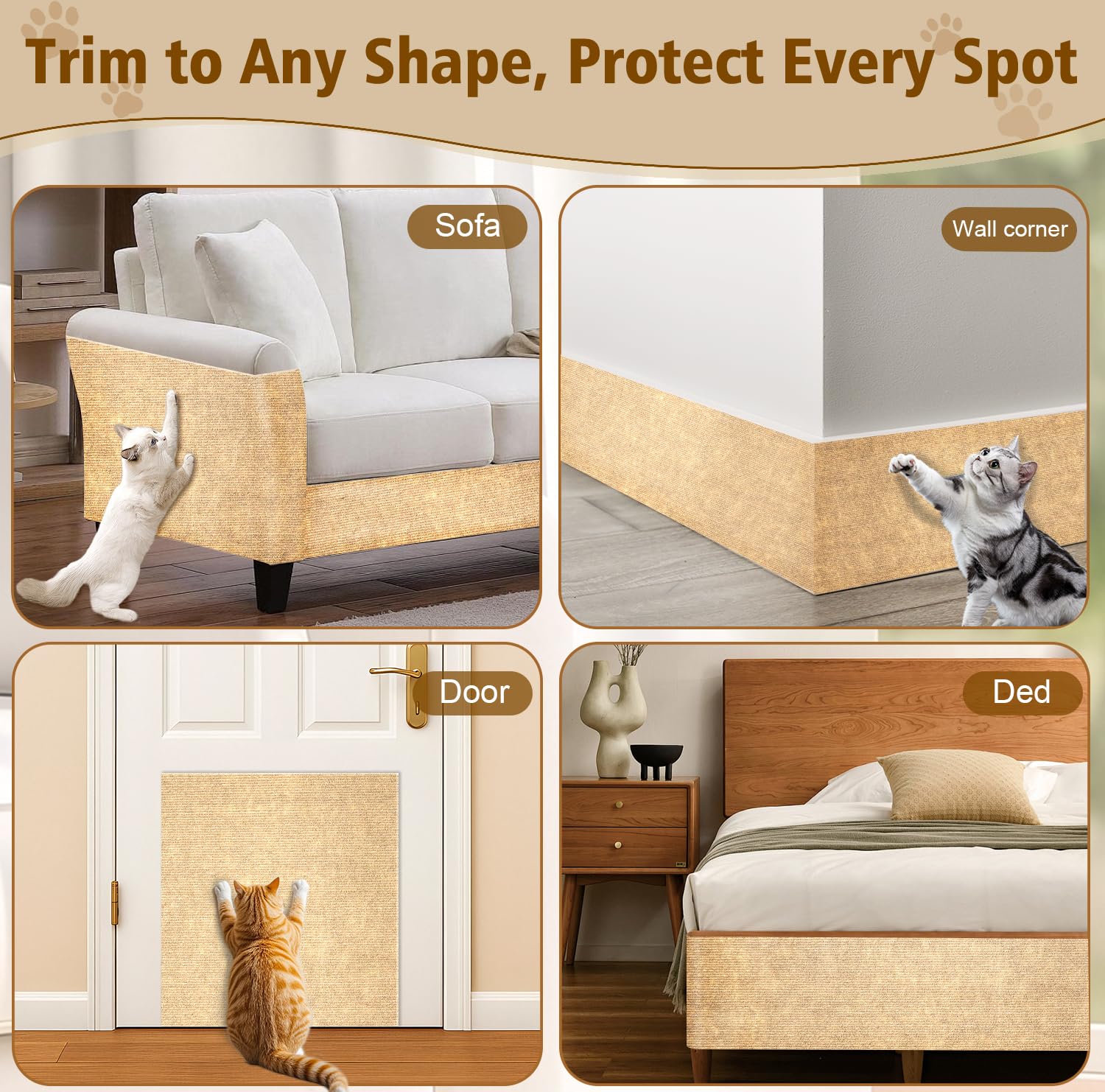 Farhming easy trim design fits odd shapes on chairs and sofas.