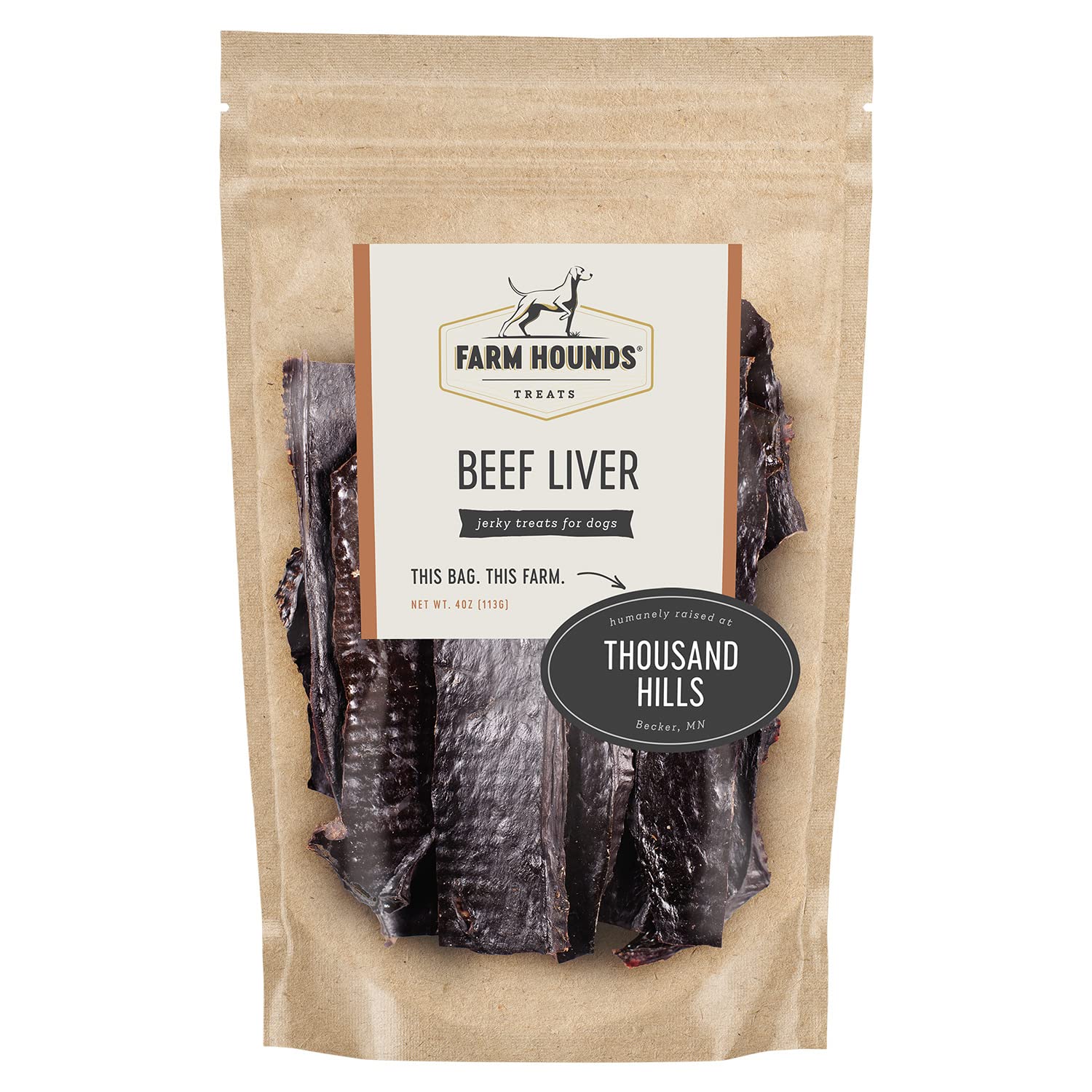 Farm Hounds beef liver jerky served as a tasty dog snack.