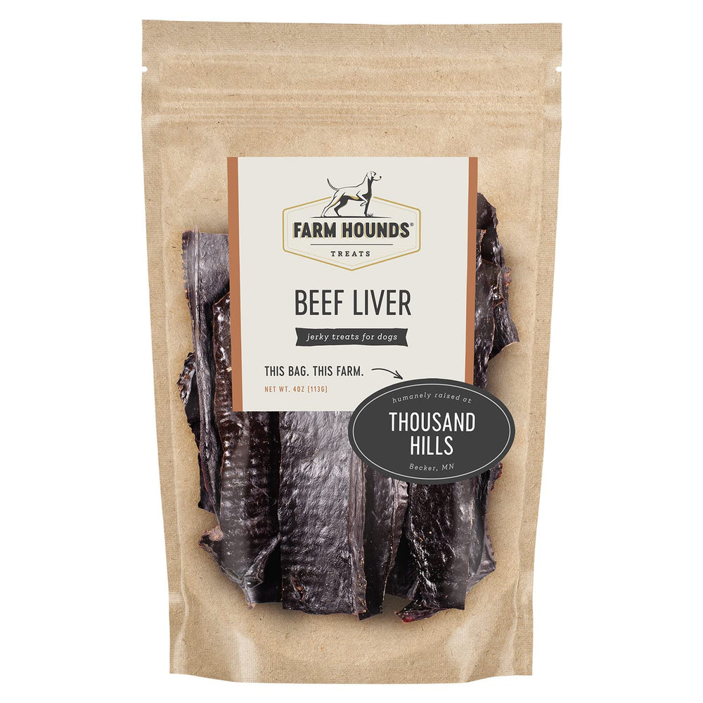 Farm Hounds beef liver jerky served as a tasty dog snack.