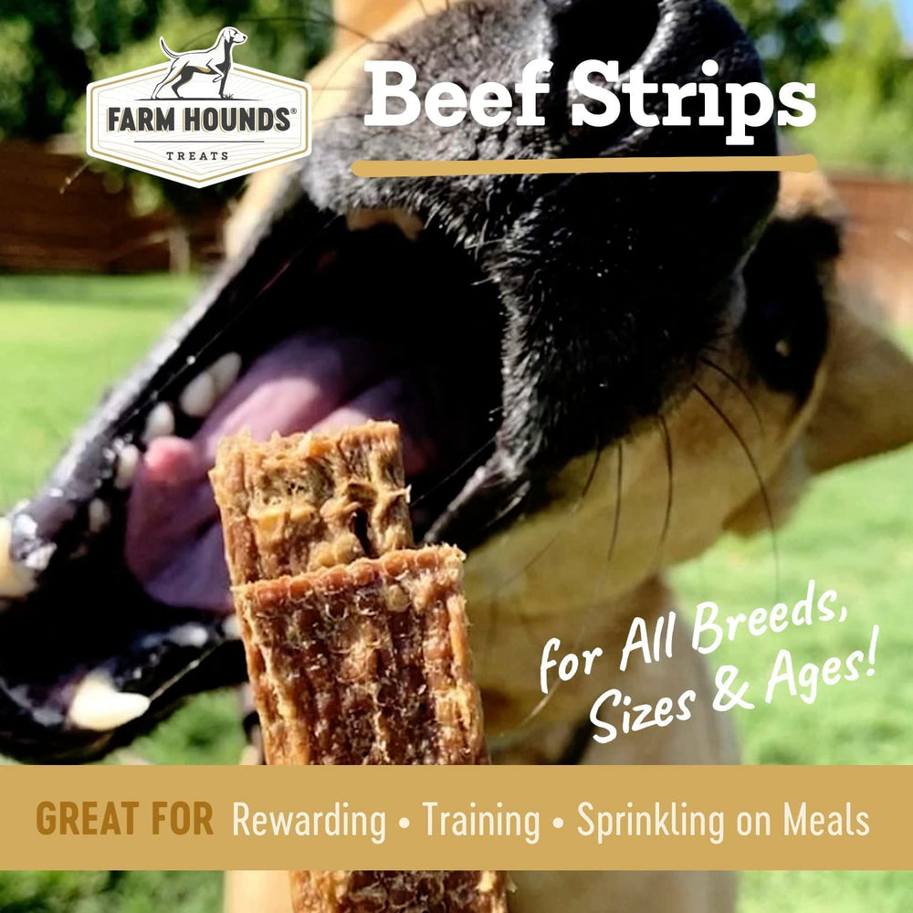 Farm Hounds Beef Strips break-to-size pieces ideal for daily snacks.