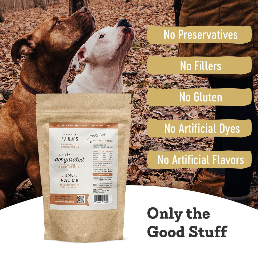 Dehydrated beef spleen jerky, a wholesome dog snack