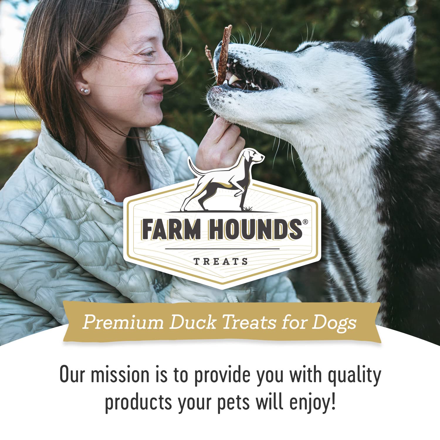 Farm Hounds Duck Gizzards USA-made label shows humane sourcing