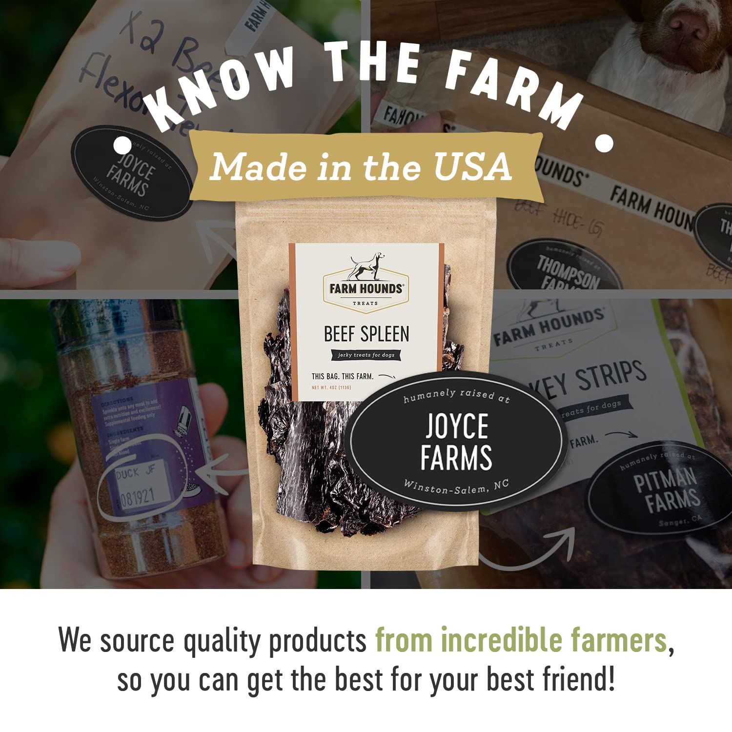 Single-ingredient beef spleen jerky for dogs by Farm Hounds