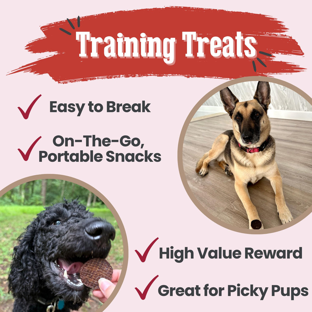 Farm To Pet beef chips puppy-training-pieces, easy-to-break treats great for puppy sessions.