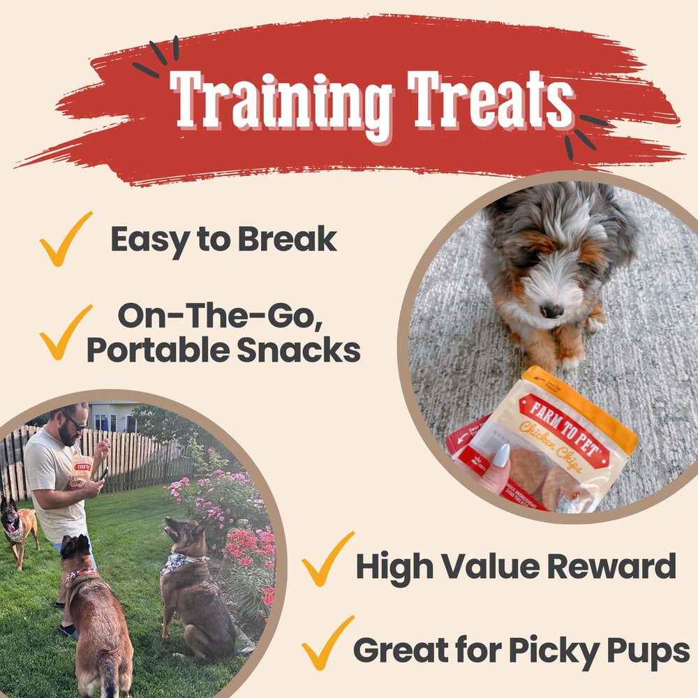 Farm To Pet beef treat chips deliver lean protein for active dogs.