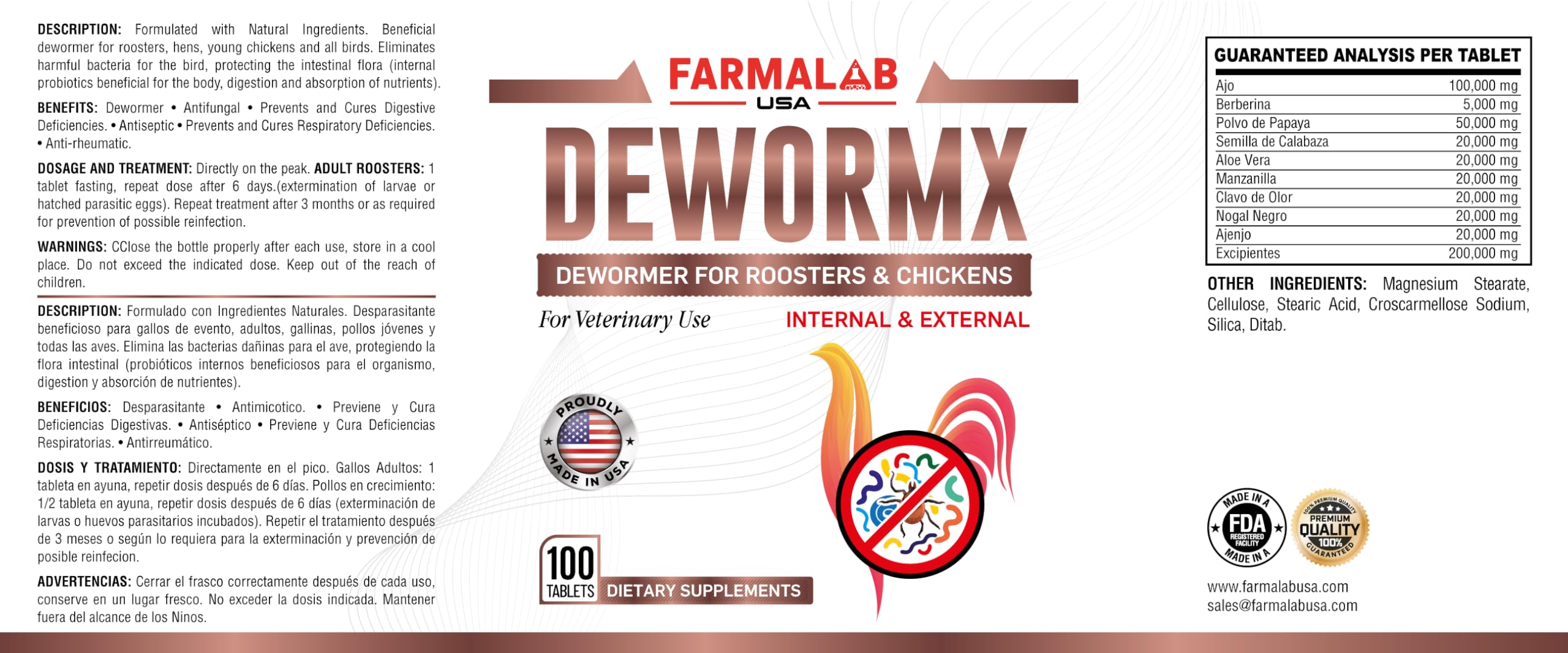 Farmalab Natural Dewormer dosage guidelines are easy to follow.