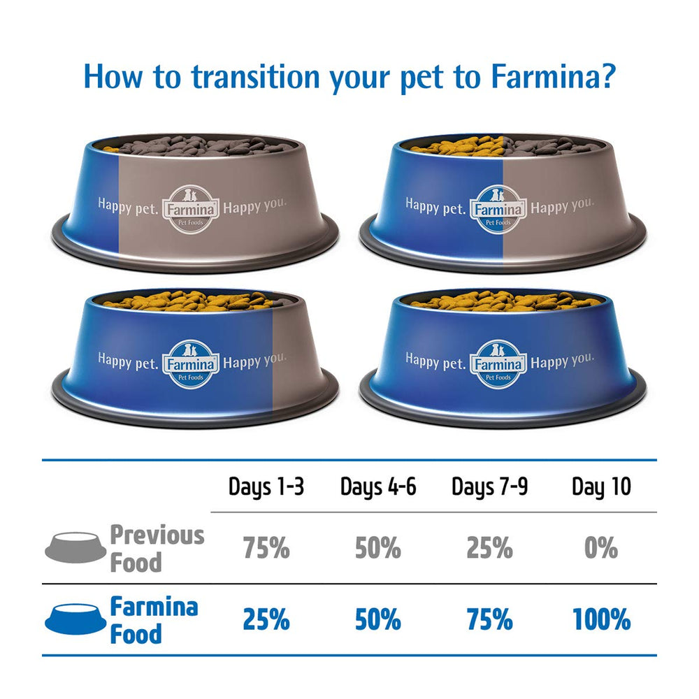 Farmina Cod Spelt Oats Orange Adult Mini feeding scene with a content dog.