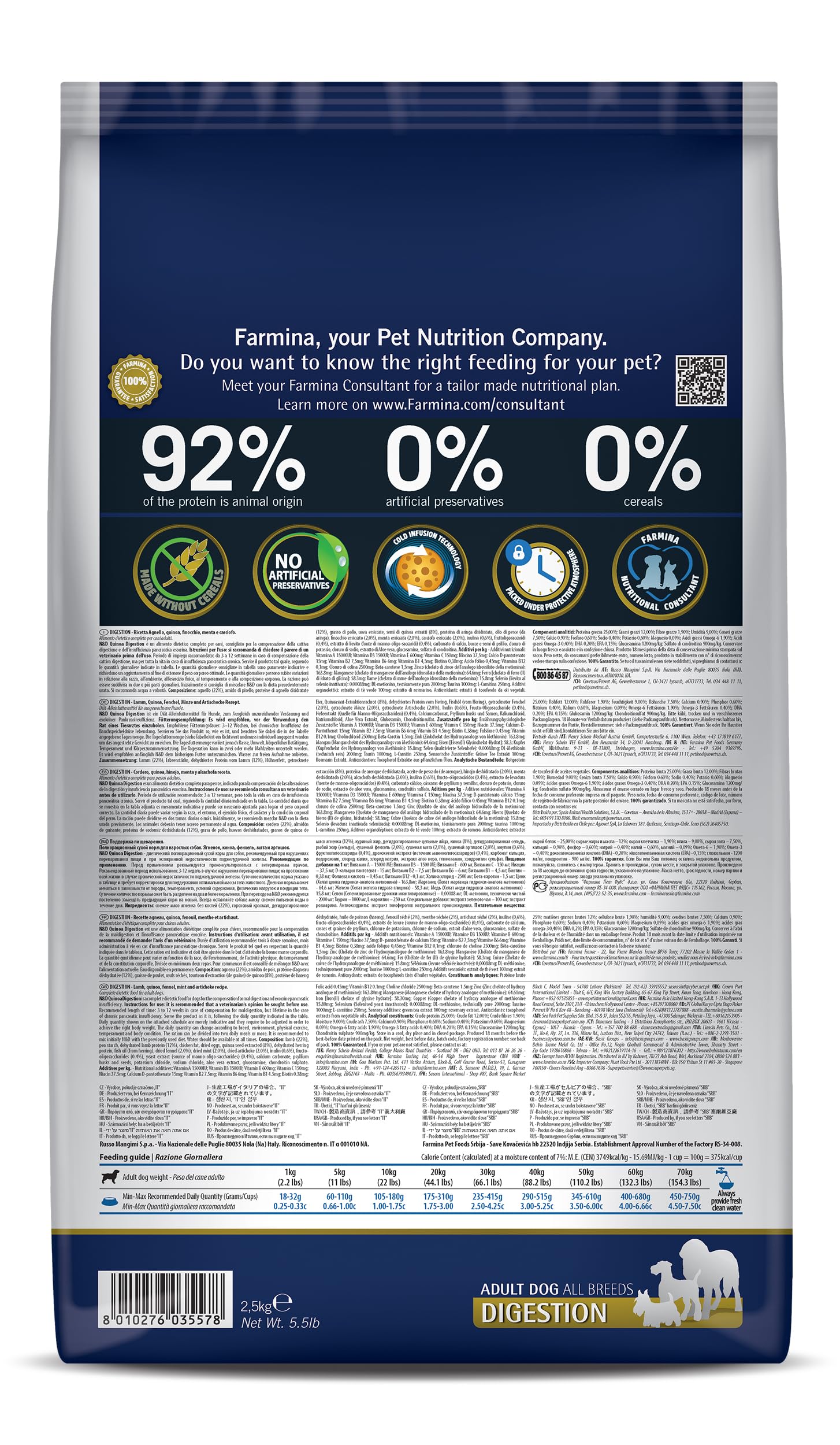 Farmina Digestion Lamb kibble close-up, protein-rich formula for daily meals