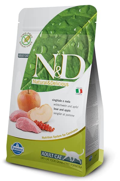 Farmina N&D Wild Boar ingredients close-up reveals Italian wild boar and no peas.