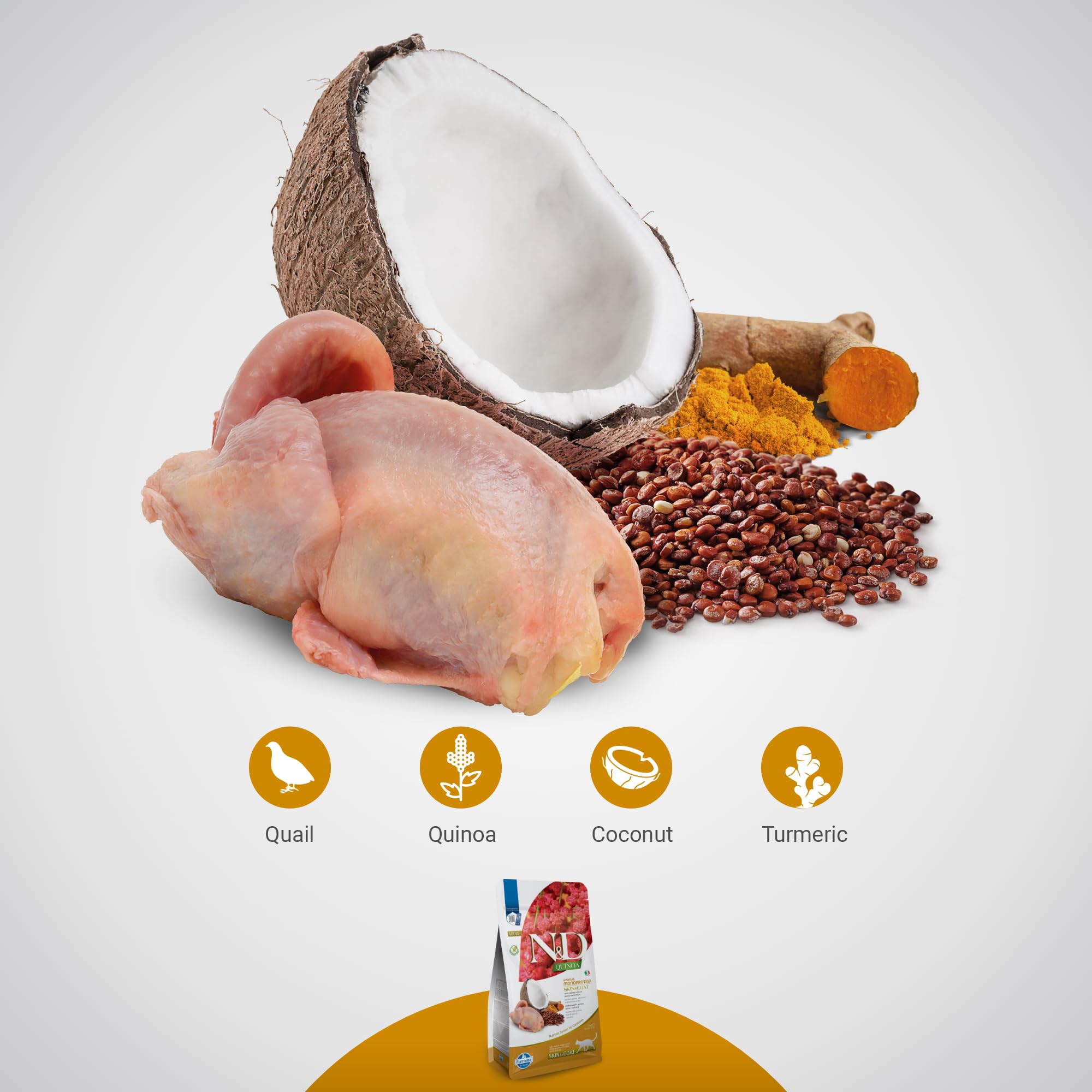 Natural antioxidants in Farmina Skin & Coat Quail including green tea and rosemary extracts