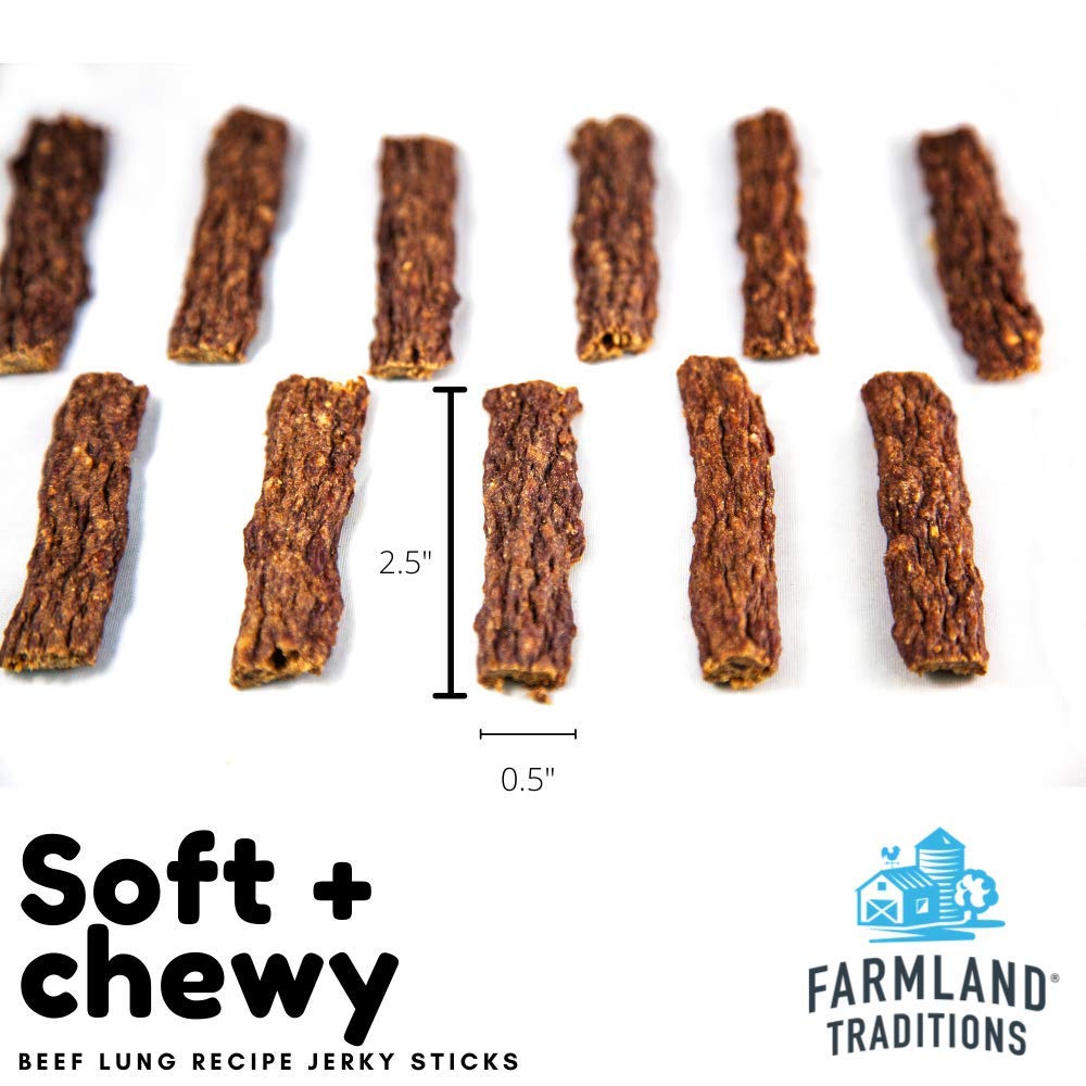 Farmland Traditions jerky broken into pieces for small breeds and training.