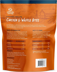 Farmland Traditions Chicken & Waffle Bites open bag; easy to pour rewards during training.